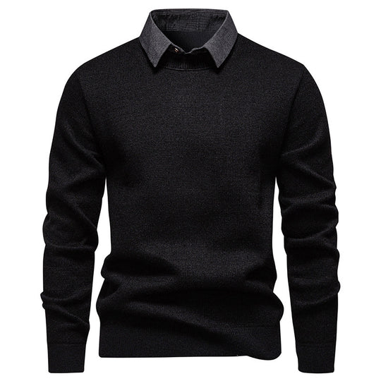 EB | Herren Strickpullover mit Kontrastkragen