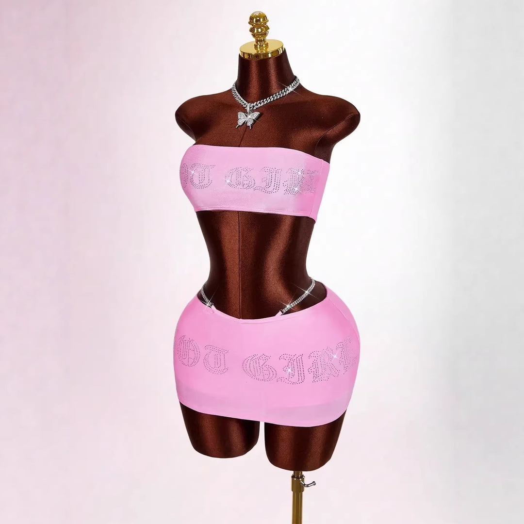 Damen Bandeau Top mit funkelndem Schriftzug EB