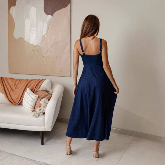 Damen Maxikleid mit schmeichelhaftem Schnitt und dekorativen Rüschendetails EB