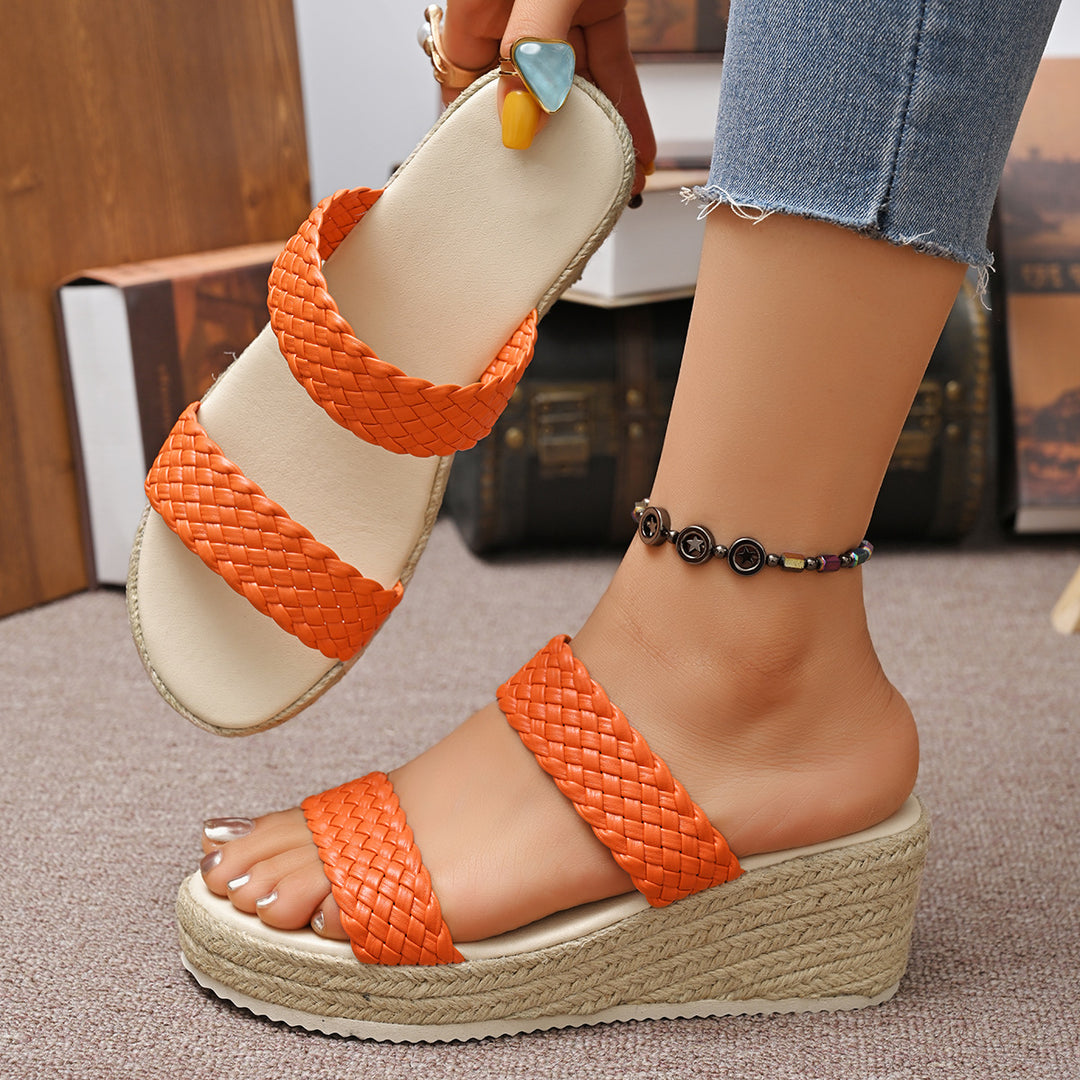 Damen Wedge-Sandalen mit geflochtenem Riemendesign und komfortablem Fußbett EB