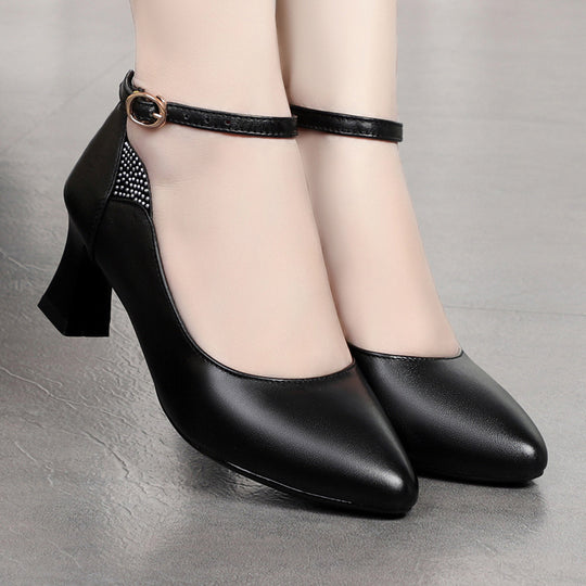 Damen Elegante Pumps mit geschmackvollem Riemchen und komfortablem Blockabsatz EB