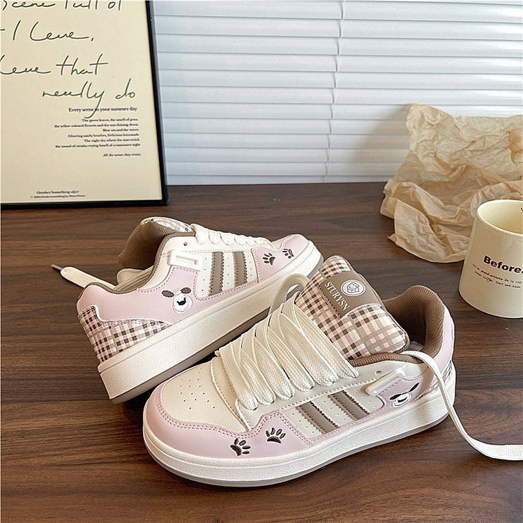 Damen Sportliche Sneakers mit modernem Karomuster und bequemer Schnürung EB