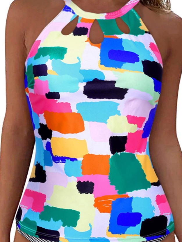 Damen Sportliches Tankini-Oberteil mit modischem Rundhalsausschnitt und Cut-Outs EB