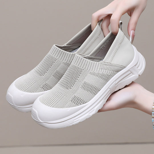 Damen Bequeme Slip-On Sneakers mit rutschfester Sohle und atmungsaktivem Obermaterial EB