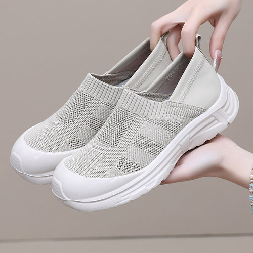 Damen Bequeme Slip-On Sneakers mit rutschfester Sohle und atmungsaktivem Obermaterial EB