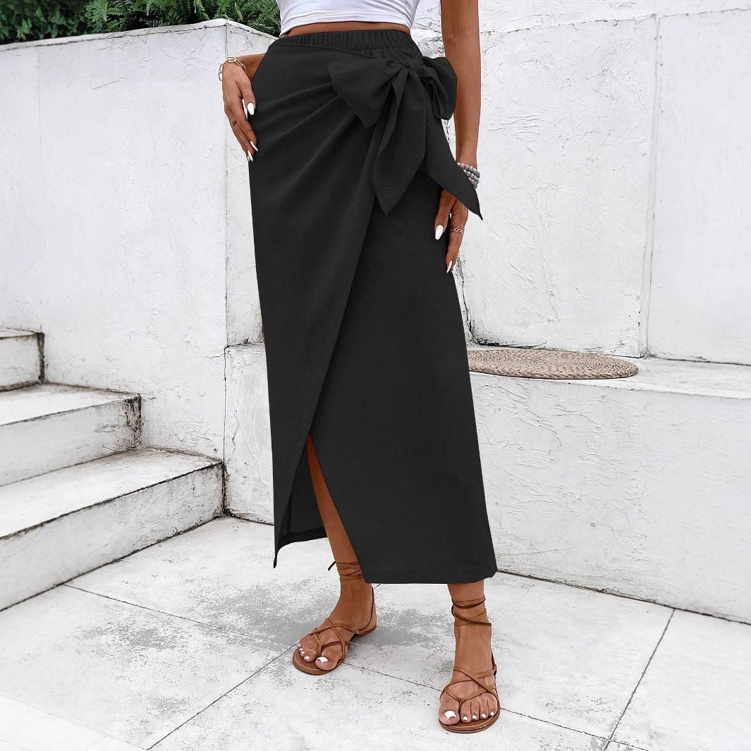 Damen Eleganter Wickelrock mit Schleifendetail EB