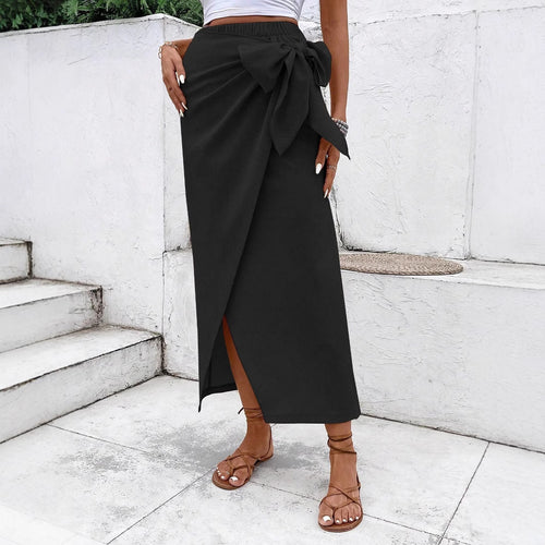 Damen Eleganter Wickelrock mit Schleifendetail EB