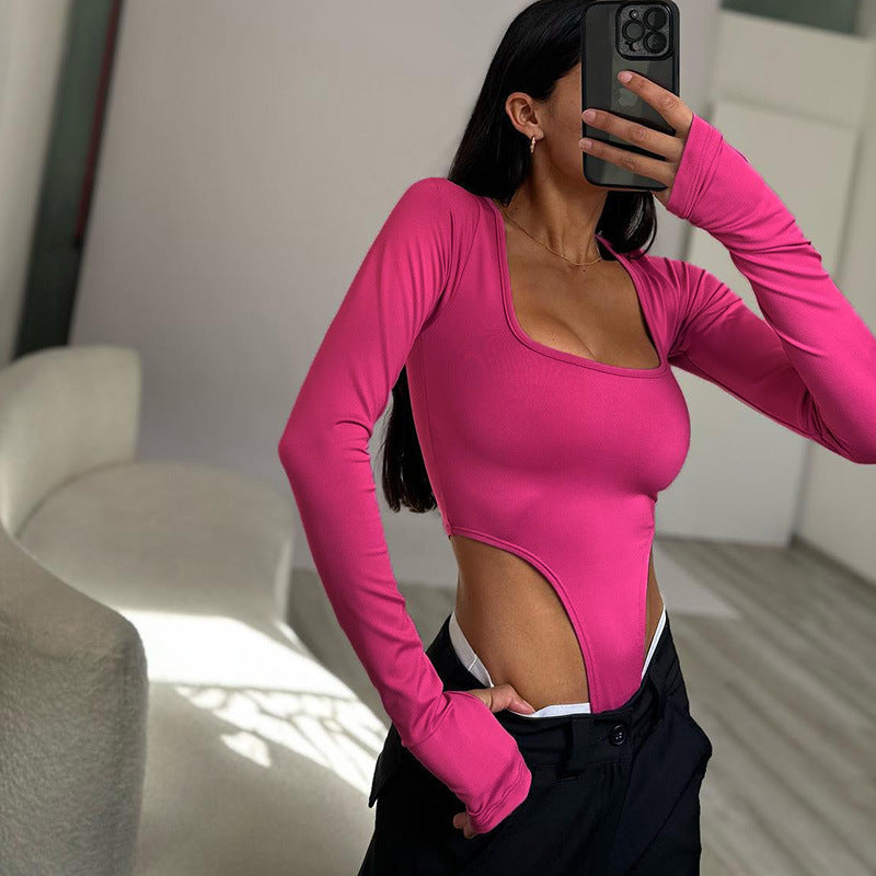 Damen Figurbetontes Bodysuit mit kreativen Cut-Out-Details und langen Ärmeln EB