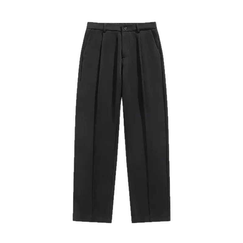 Herren nan weite Bundfalte Stoffhose mit hoher Taille, gerade Beinform und dezenten Seitentaschen EB
