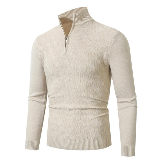 Herren modischer Strickpullover mit halbem Reißverschluss und strukturiertem Design EB
