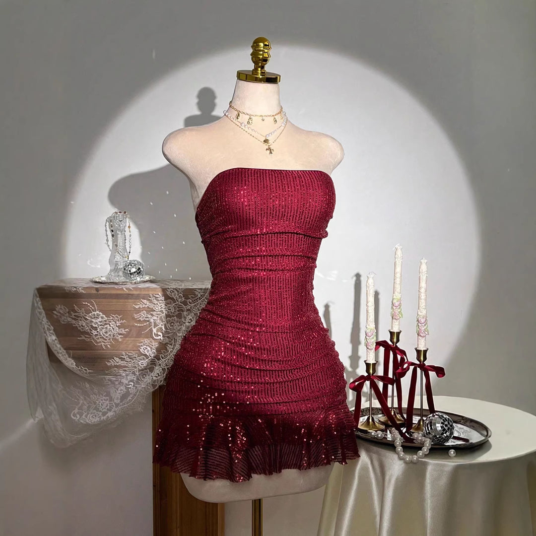 Damen Glamouröses Pailletten Kleid EB