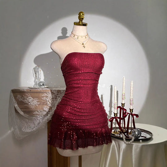 Damen Glamouröses Pailletten Kleid EB