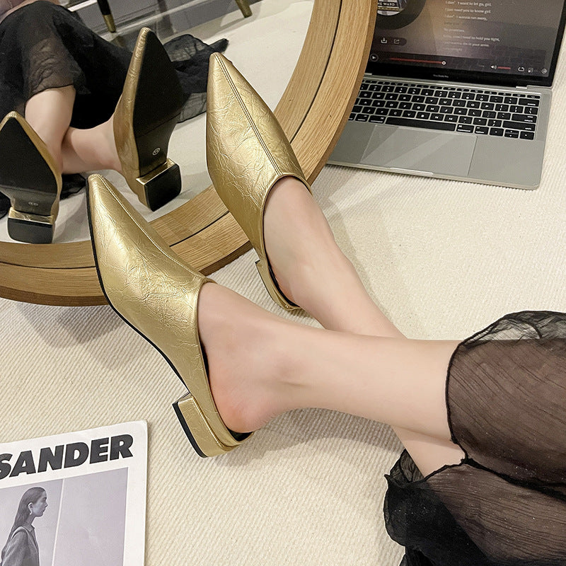 Damen Elegante und modische Mules mit niedrigem Absatz EB