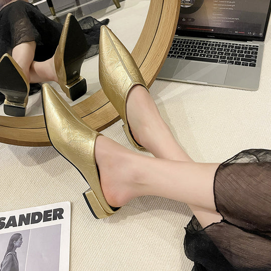 Damen Elegante und modische Mules mit niedrigem Absatz EB