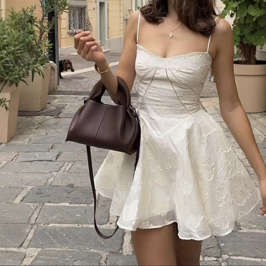 Damen Kleid mit floralem Spitzenmuster und verstellbaren Trägern EB