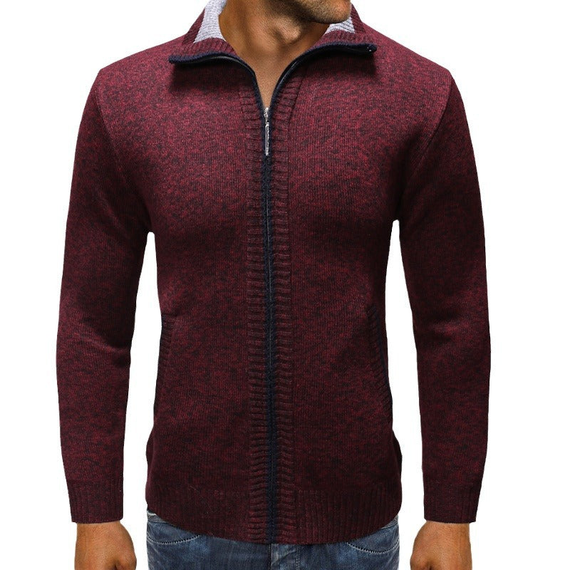 Herren Strickjacke mit Stehkragen und praktischen Taschen EB