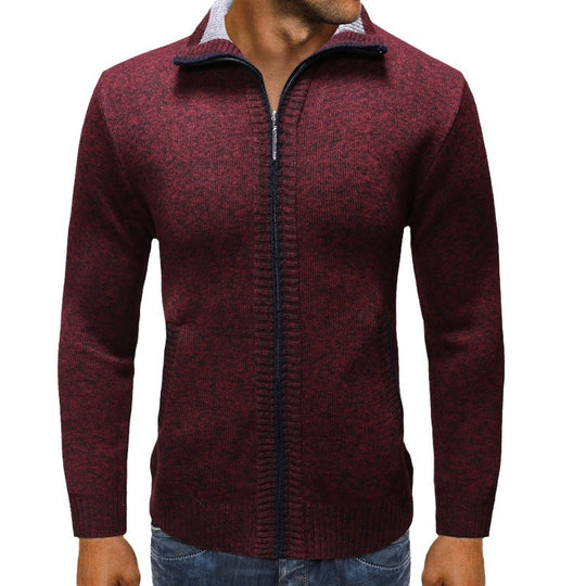 Herren Strickjacke mit Stehkragen und praktischen Taschen EB