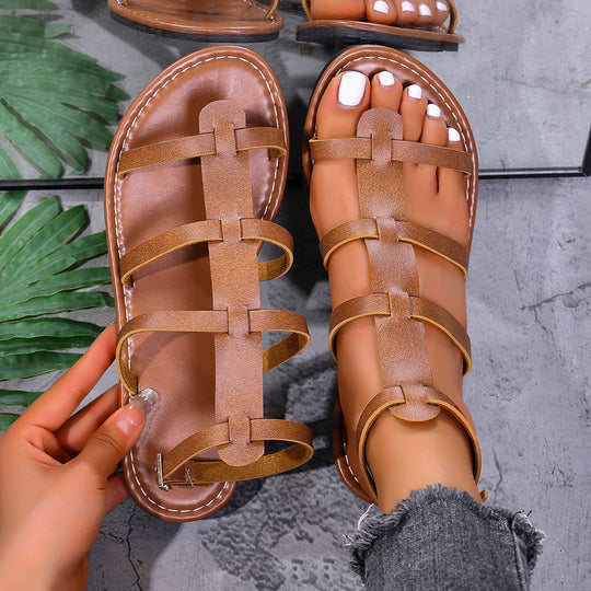 Damen Flauschige Riemchen-Sandalen mit komfortablem Fußbett und ergonomischem Design EB