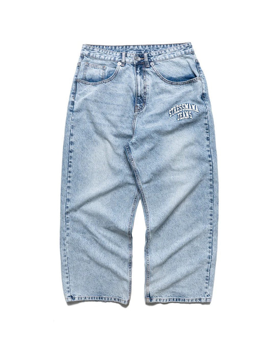 Damen weite Denim-Jeans mit stilvollem Stickdesign EB