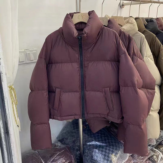 Damen Kurze wattierte Funktionsjacke mit hohem Kragen und seitlichen Taschen EB