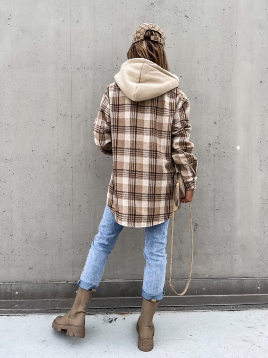Damen Flanellhemdjacke im Karomuster mit praktischen Taschen und weichem Innenfutter EB