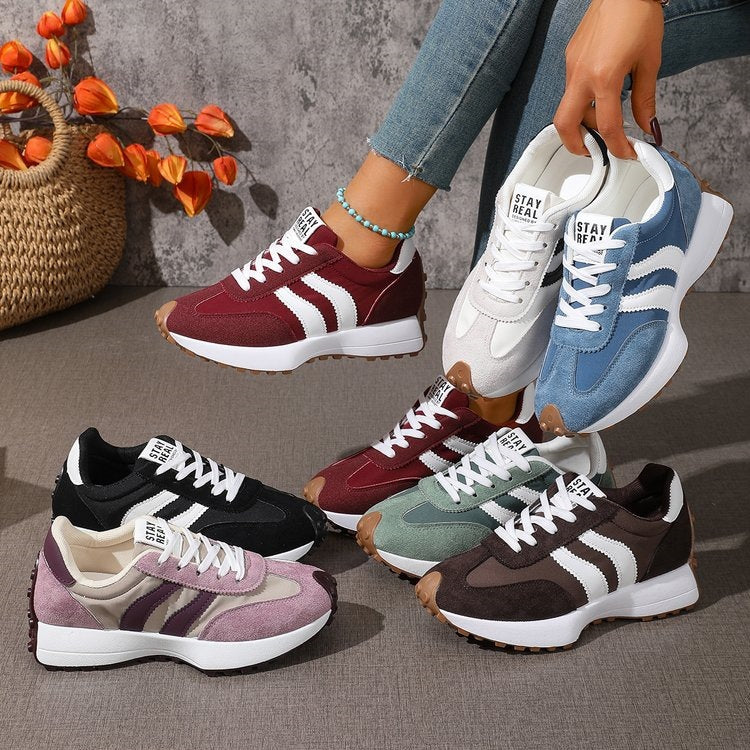 Damen Sportliche Retro Sneakers mit modischem Wildleder-Design EB
