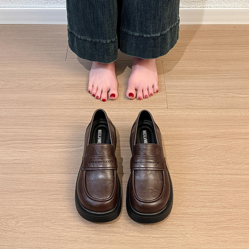 Damen modische und komfortable Loafers mit eleganter Lederoberfläche EB