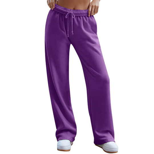 Damen nan weite Komfort-Loungehose mit hochgeschnittener Taille, elastischem Bund und Kordelzug EB
