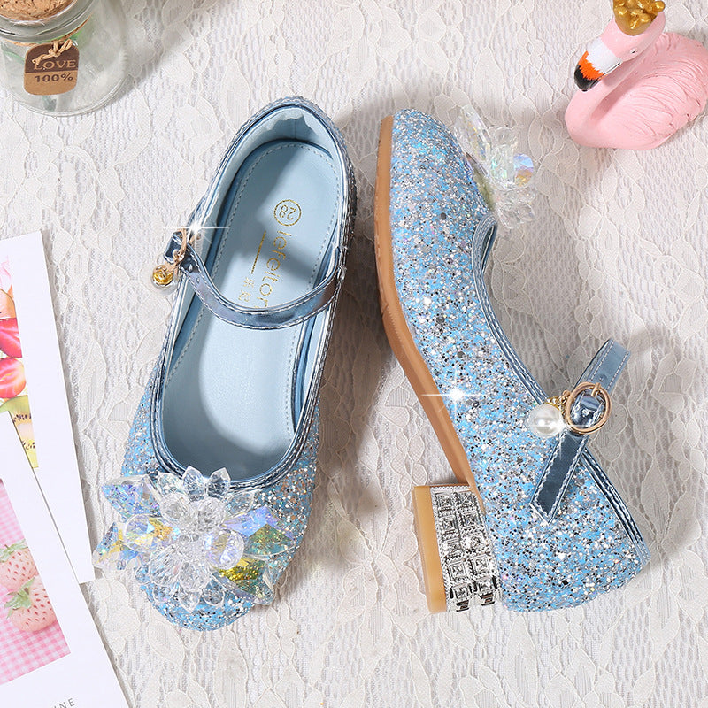 Mädchen Ballerinas mit funkelnden Kristallblüten und Glitzer EB