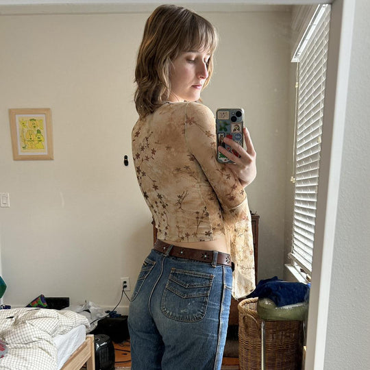 Damen Wickeloberteil mit voluminösen Ärmeln und floralem Print EB
