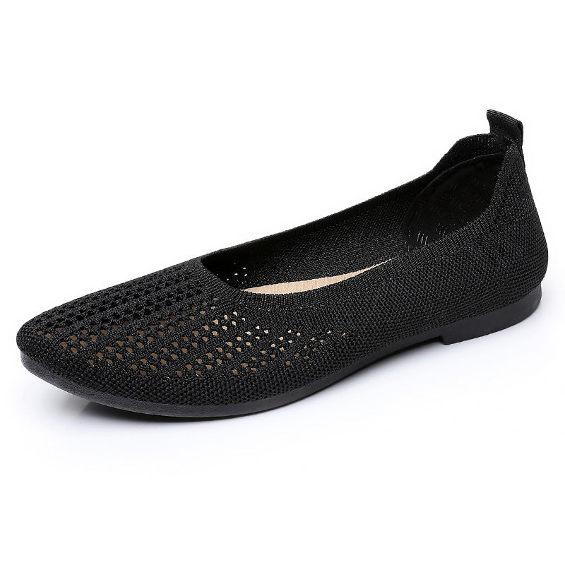 Damen Atmungsaktive Ballerinas mit elastischem Strickdesign EB