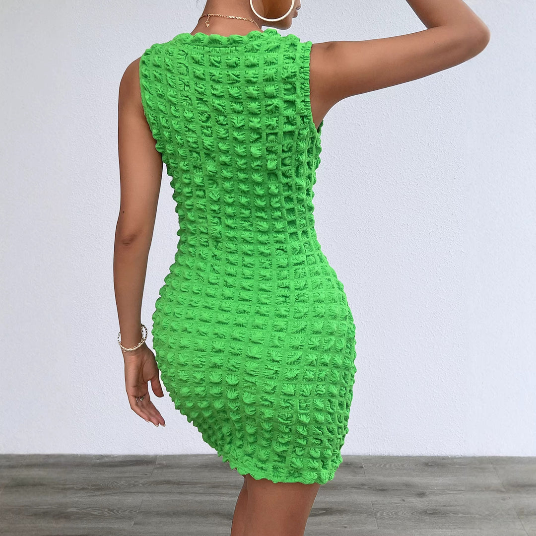 Damen kurzes figurbetontes Kleid mit strukturiertem Material EB