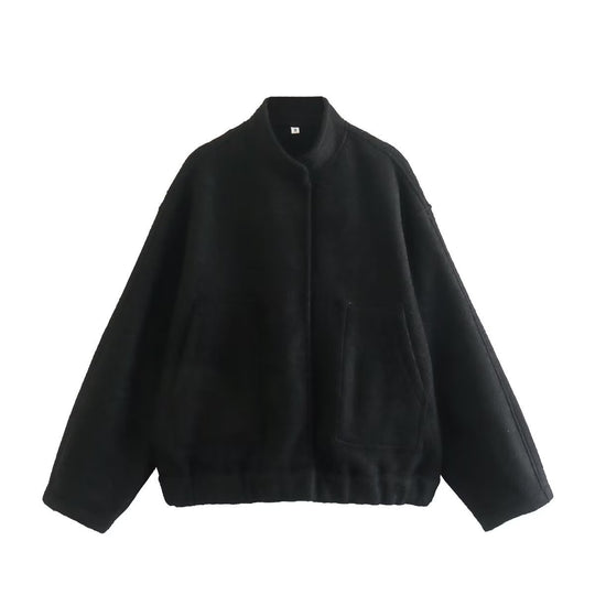 Damen lässige Oversized-Jacke aus hochwertigem Stoff EB