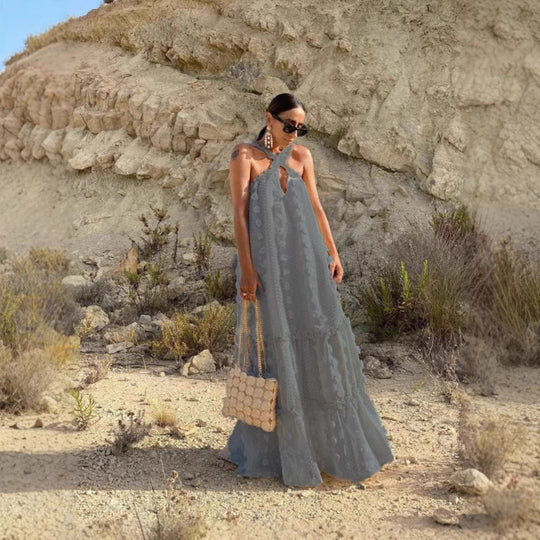 Damen luftiges Sommerkleid mit voluminösem Rock EB