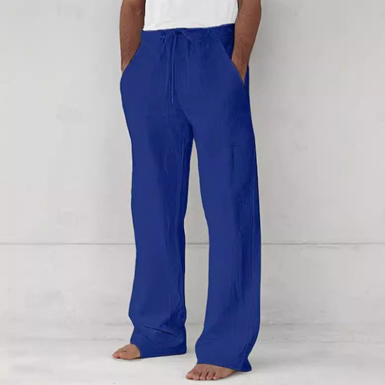 Herren nan leichte Relax-Chino aus Leinenmix mit weitem Bein, Kordelbund und seitlichen Eingrifftaschen EB