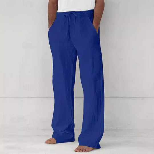 Herren nan leichte Relax-Chino aus Leinenmix mit weitem Bein, Kordelbund und seitlichen Eingrifftaschen EB