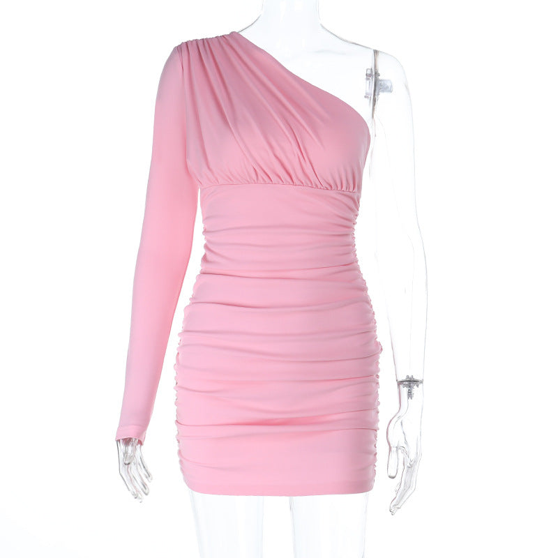 Damen Elegantes One-Shoulder-Kleid mit Raffung EB