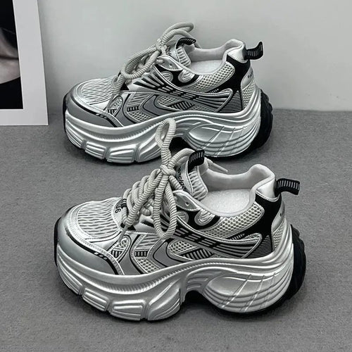 Damen Chunky Sneakers mit atmungsaktiver Netzstruktur und gepolsterter Sohle EB