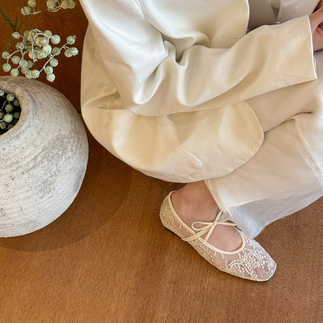 Damen erotische Ballerinas mit filigranem Schnürdesign und komfortabler Innensohle EB