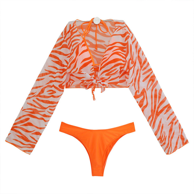 Damen Bikiniset mit schickem transparentem Wickeloberteil und hohem Hosenbund EB