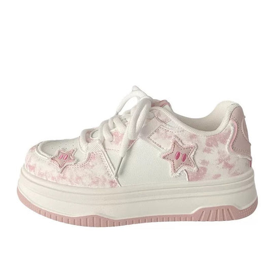 Damen Modische Sneakers mit Sternen-Applikationen EB