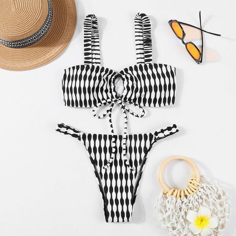 Damen Triangel-Bikini mit modischem Wickel-Design und verstellbaren Trägern EB