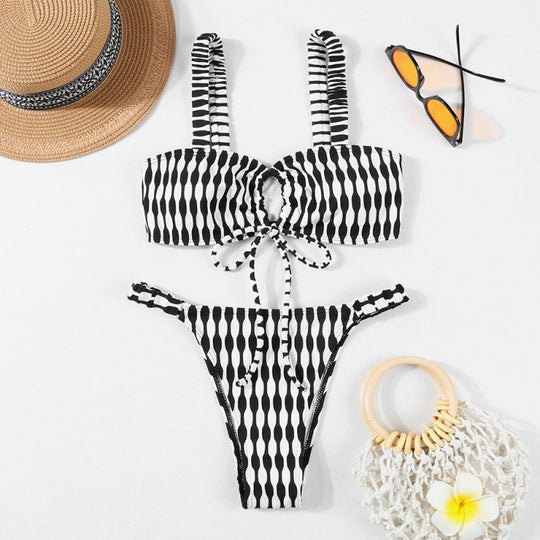 Damen Triangel-Bikini mit modischem Wickel-Design und verstellbaren Trägern EB