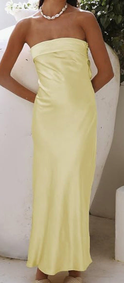 EB | Satin hohles rückenfreies Schlauchtop-Kleid