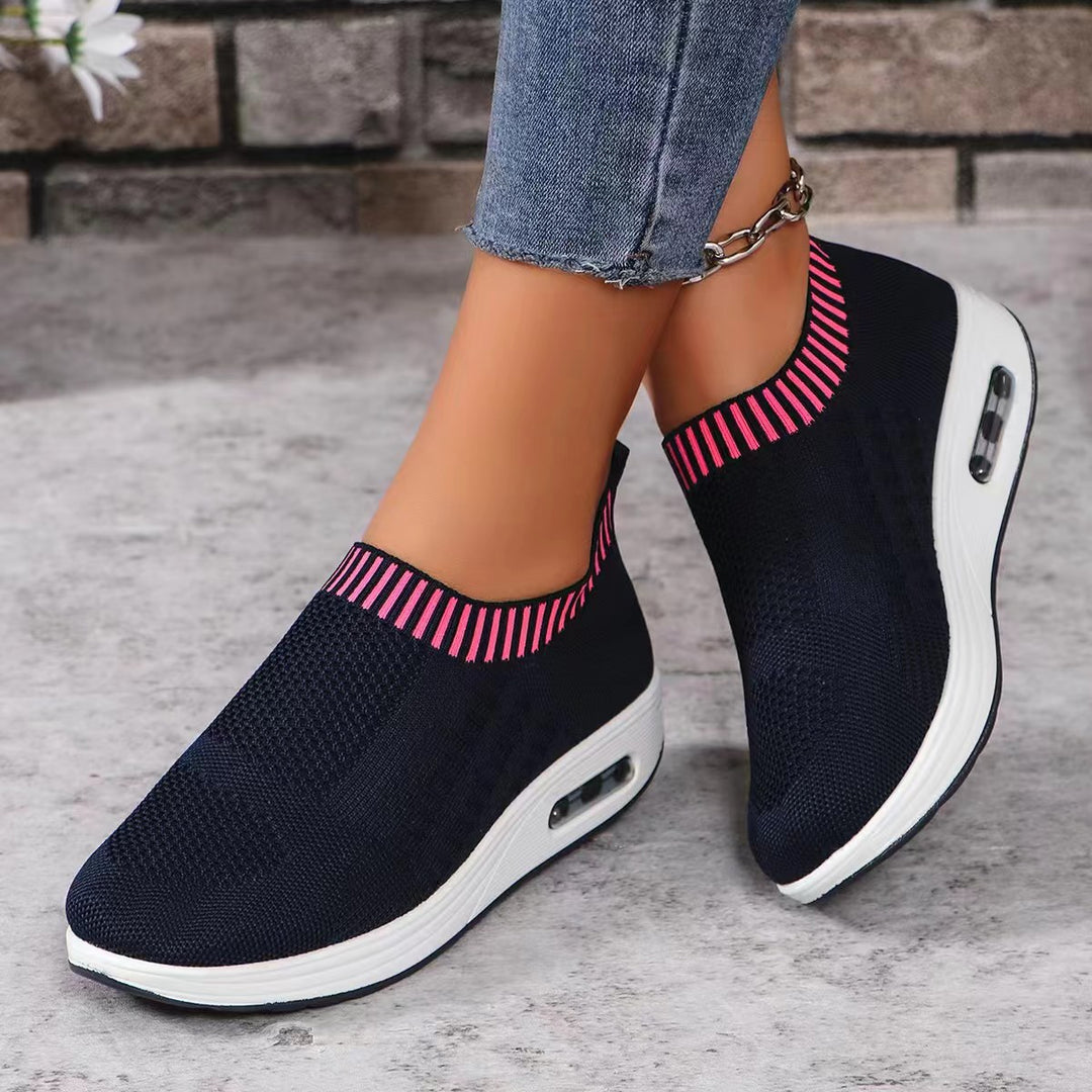 Damen Atmungsaktive Slip-On Sneakers mit elastischem Kragen EB