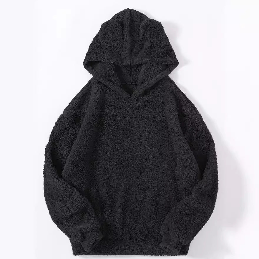 Damen nan kuscheliger Teddy-Hoodie mit Ohren, elastischem Bund und extra weichem Plüsch EB