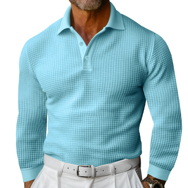 Herren Luxuriöses Langarm-Polohemd mit strukturiertem Design und modernen Details EB