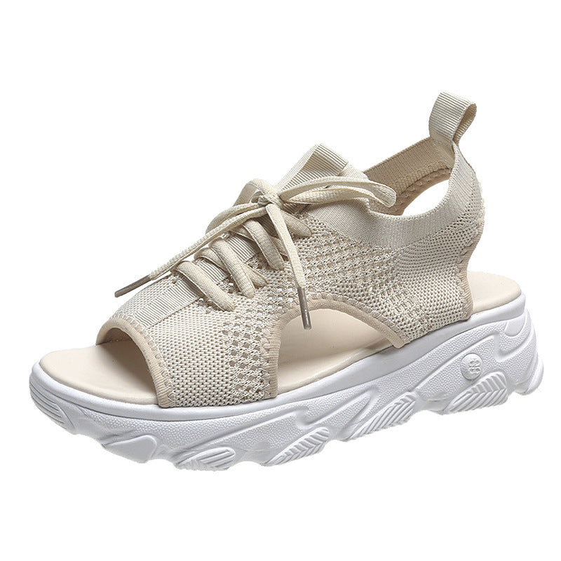 Damen Sneakersandale mit atmungsaktivem Strickoberteil und komfortabler Plattformsohle EB