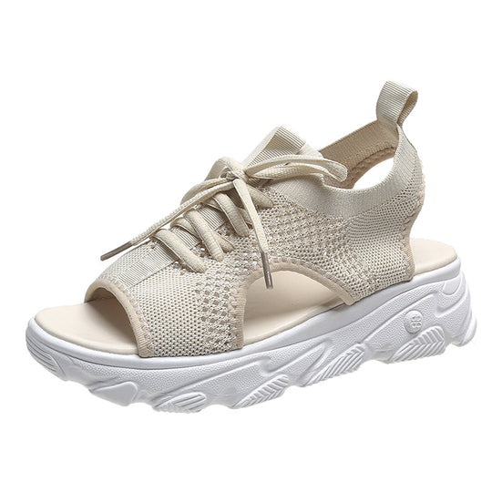 Damen Sneakersandale mit atmungsaktivem Strickoberteil und komfortabler Plattformsohle EB