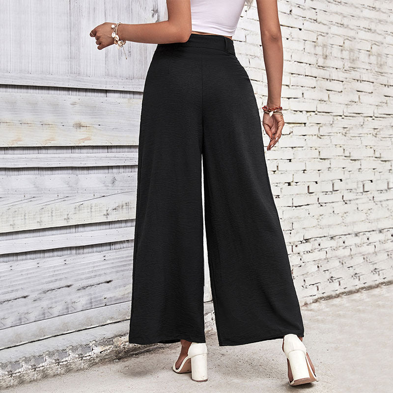 Damen Weite Palazzohose mit seitlichen Falten und Gürtel EB